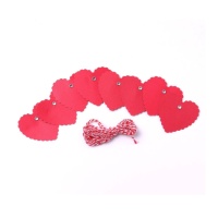 Etiquettes coeurs rouges 5,5 x 5,5 cm - 8 unités