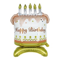 Happy Birthday Cake Balloon with candles with stand 83 cm