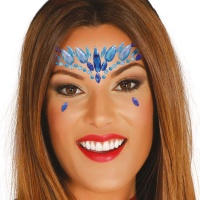 Bijoux adhésifs pour visage en forme de larme bleue
