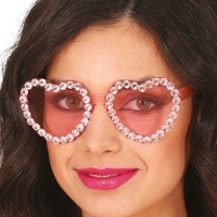 Lunettes à coeurs roses ornées de brillants
