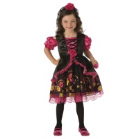 Costume de Catrina rose et noir pour filles