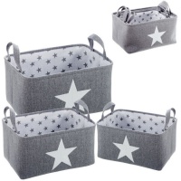 Paniers rectangulaires en tissu étoilé - 3 pcs.