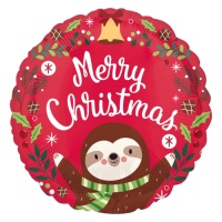 Ballon rond Joyeux Noël avec paresseux 43 cm - Anagramme