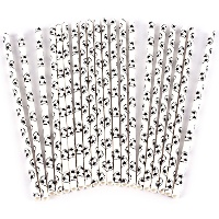 Pailles en papier Football blanches - 20 unités