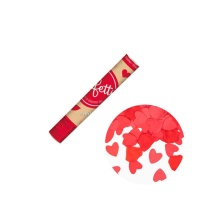 canon à confettis de 30 cm avec pétales et coeurs rouges