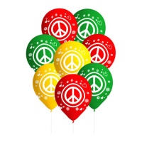 Ballons en latex Hippie 27 cm - 8 pcs.