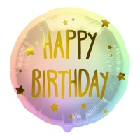 Ballon pastel multicolore Happy Birthday 45 cm - Folat