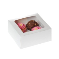 Boîte pour 4 petits gâteaux blancs 18 x 18 x 9 cm - Maison de Marie - 2 unités