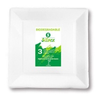 Assiettes carrées en carton biodégradable blanc de 26 cm - 3 pièces.