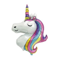 Ballon tête de licorne multicolore, 1,12 m (4 ft)