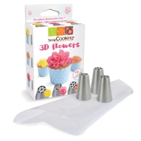 Kit de manchons jetables avec buses à fleurs en acier - Scrapcooking - 6 pcs.