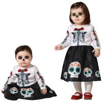 Costume de Squelette Catrina blanc pour bébé fille