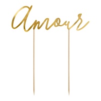 Amour Gold Cake Topper 22 x 19 cm - PartyDeco