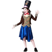 Costume de chapelier bleu et marron pour filles