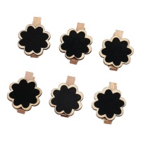 Pince à épiler en bois avec fleur 3,5 cm - 6 pcs.