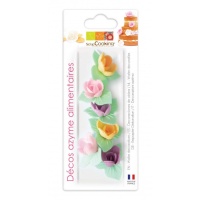 Gaufrettes de fleurs de rose avec feuilles - Scrapcooking - 6 pcs.