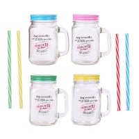 Bocal en verre avec phrases assorties - 1 pc.