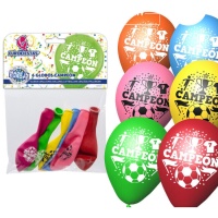 Ballons en latex biodégradables couleurs assorties Champion 23 cm - Eurofiestas - 6 unités