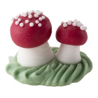 Deux figurines en sucre en forme de champignon avec socle - Dekora - 84 unités