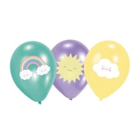 Ballons en latex Rainbow Clouds 27,5 cm - Amscan - 6 pcs.