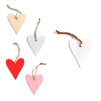 Pendentif coeur en bois avec noeud - 4 pcs.