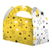 Boîte en carton avec des étoiles jaunes