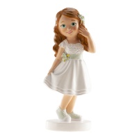 Figurine pour Ma première communion fille avec robe courte gâteau - 15,8 cm