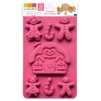 Moule en silicone pour famille de pain d'épice de Noël 29 x 17,5 cm - Scrapcooking - 7 cavités