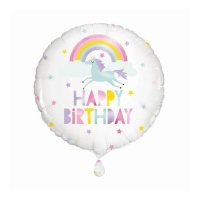 Ballon licorne arc-en-ciel Happy Birthday 45,7 cm - Unique
