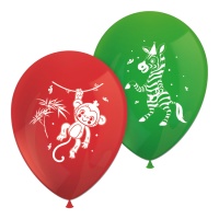 Ballons en latex animaux de la jungle 30 cm - 8 unités