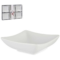 Bols à goûter carrés en porcelaine blanche - 6 pièces