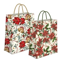 Sac cadeau de 23 x 18 x 10 cm avec motif de fleur de Noël - 1 unité