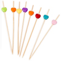Brochettes de 12 cm avec coeurs colorés - 20 unités