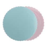 Base ronde pour gâteau 25 x 25 x 0,3 cm bleu et rose - Dekora