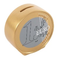 Tirelire en forme de pièce d'1 Euro de 12 cm