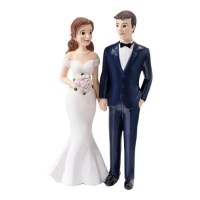 Figurine pour gâteau d'une mariée et d'un marié se tenant l'un l'autre 21cm