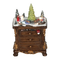 Commode avec arbre de Noël avec lumière, musique et mouvement 15,5 x 13,5 x 22 cm