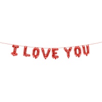 I Love You lettres en ballons rouges 260x40 cm - Partydeco