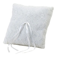 Coussin d'alliances avec dentelle ivoire 20 x 20 cm