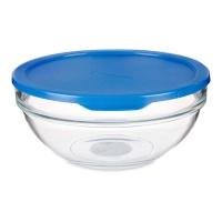 Tupper en verre rond de 1135 ml avec couvercle bleu