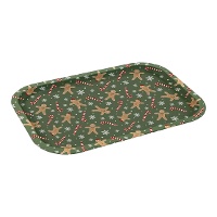Plateau de 40 x 28,5 cm en métal à motif de bonhomme en pain d'épice