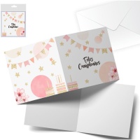 Carte d'anniversaire aquarelle et paillettes