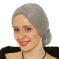 Perruque grise avec chignon pour femmes