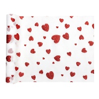 Chemin de table de 28 cm avec coeurs rouges - 3 m