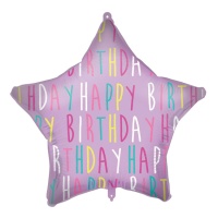 Ballon étoile multicolore Happy Birthday 46 cm - Procos