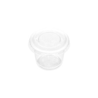 Saucière de 30 ml en plastique transparent avec couvercle - 12 unités