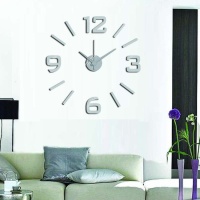 Horloge murale adhésive argentée de 60 cm - DCasa