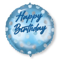 Ballon bleu personnalisable Happy Birthday 46 cm - Procos