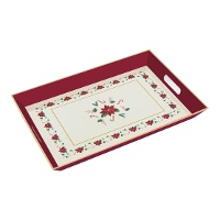 Plateau de 45 x 31 cm en plastique à motif de fleur de Noël avec poignées