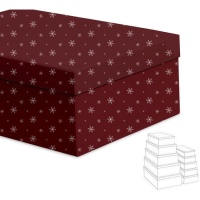 Boîte rectangulaire rouge avec étoiles de Noël - 15 pcs.